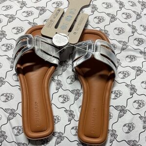 Primark Metallic Silver Slide Sandals